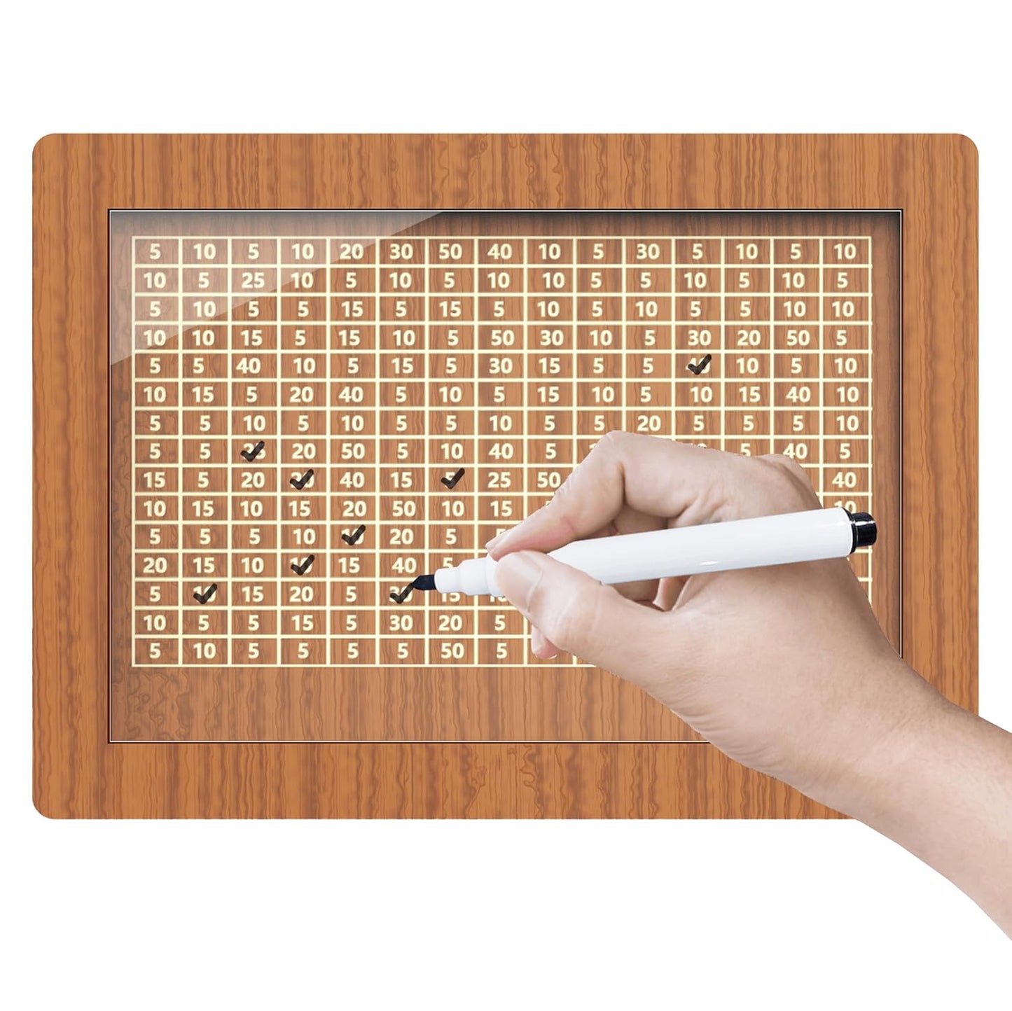 "Wooden Piggy Bank with Savings Goals "