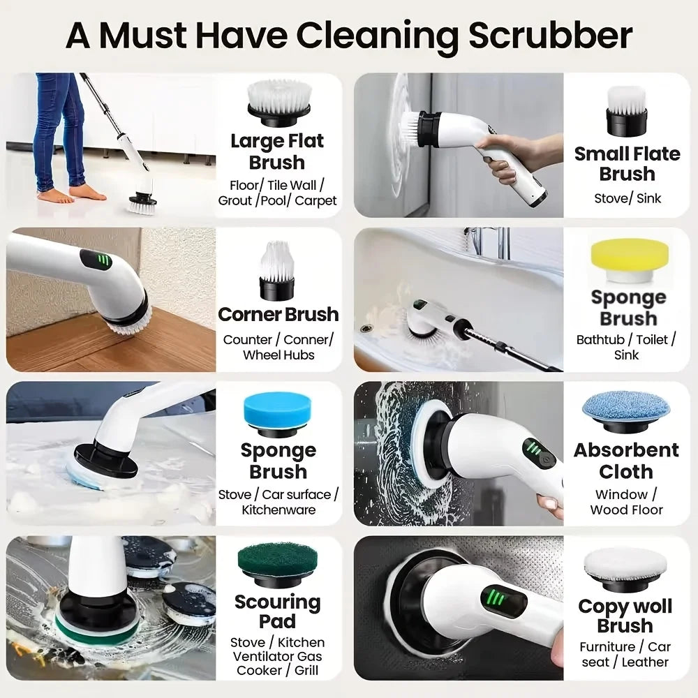 Cordless Electric Scrubber 9-in-1
