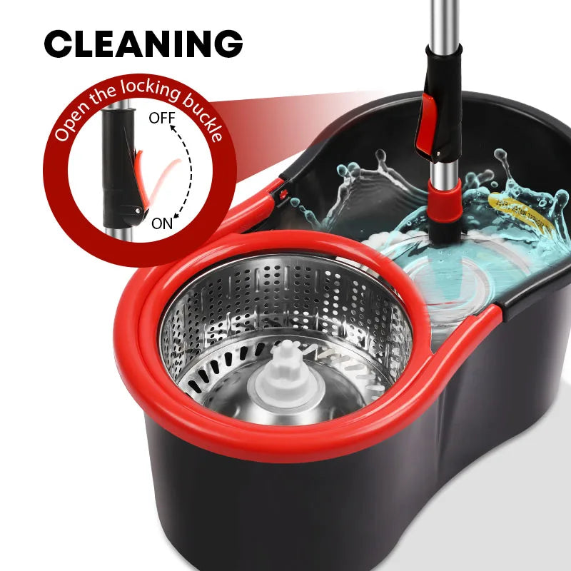 360° Spin Mop & Bucket Set — Self-Wringing Microfiber Floor Cleaner