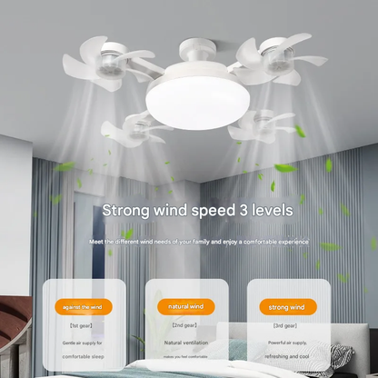 LED Ceiling Fan with Light — Foldable Blades & Remote Control