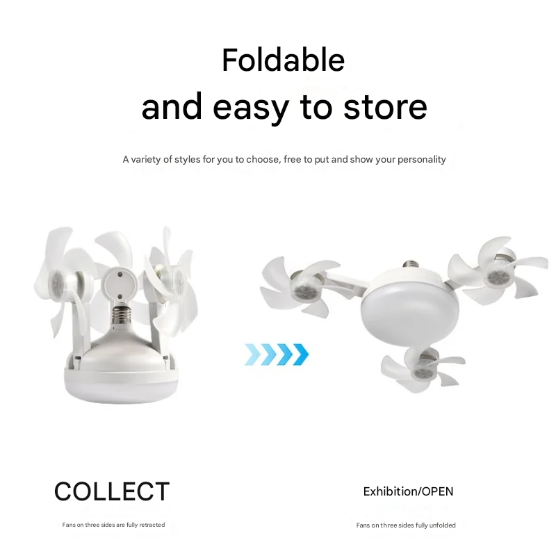 LED Ceiling Fan with Light — Foldable Blades & Remote Control