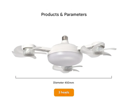 LED Ceiling Fan with Light — Foldable Blades & Remote Control