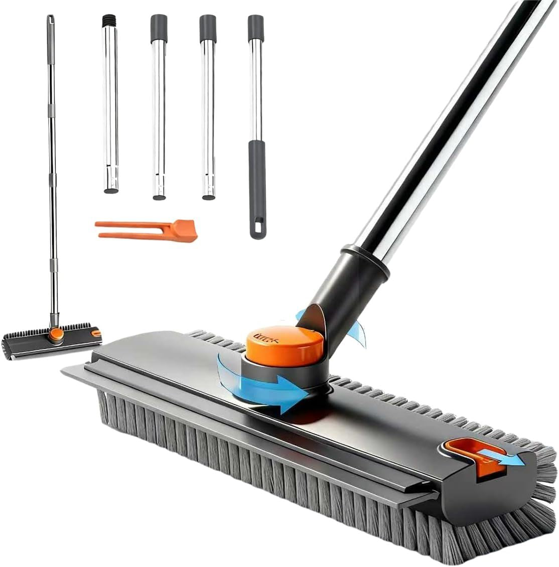 3-in-1 Floor Scrub Brush with Long Handle
