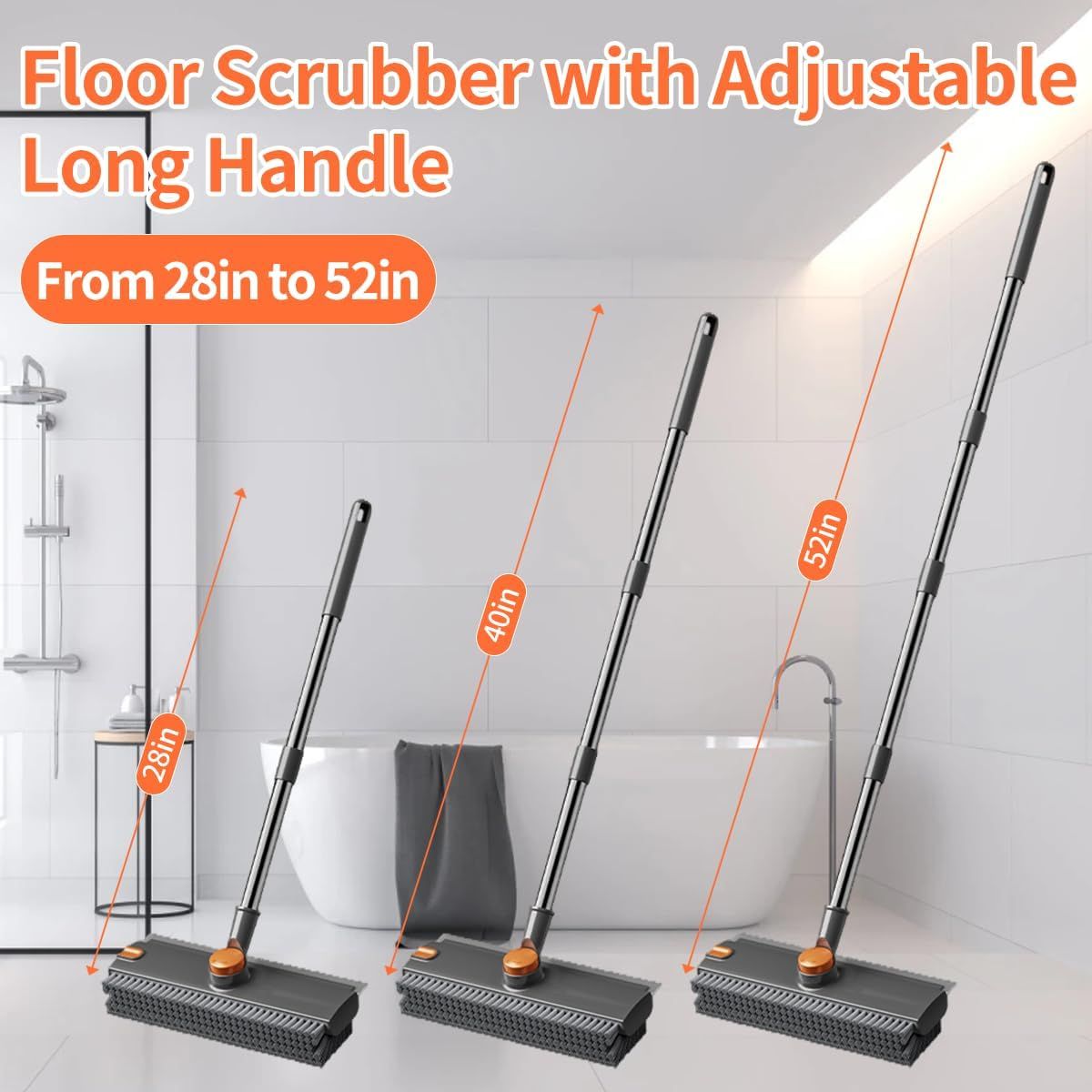 3-in-1 Floor Scrub Brush with Long Handle
