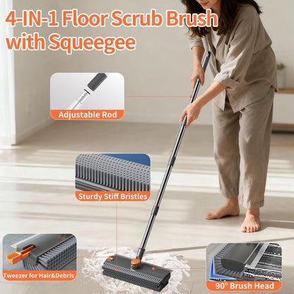 3-in-1 Floor Scrub Brush with Long Handle