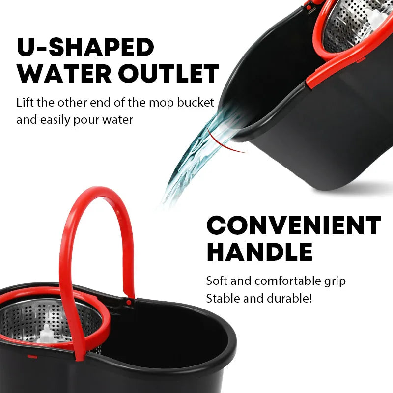 360° Spin Mop & Bucket Set — Self-Wringing Microfiber Floor Cleaner